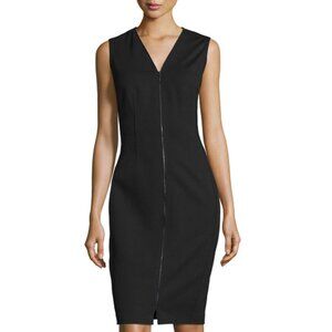 Elie Tahari Mila Zip-Front Sheath Dress, Black, size 12